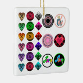 可愛い漫画のボタン明るいカラフル白のバックグロ セラミックオーナメント (右)