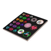 可愛い漫画のボタン明るいカラフル黒のバックグロ タイル (側面)