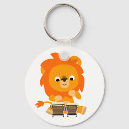 可愛い漫画のライオンがボンゴキーリングを払う キーホルダー