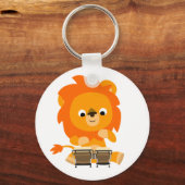 可愛い漫画のライオンがボンゴキーリングを払う キーホルダー (正面)