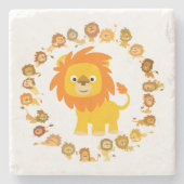 可愛い漫画のライオンのマンダラストーンコースター ストーンコースター (正面)