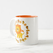 可愛い漫画のライオンのマンダラマグ ツートーンマグカップ (正面左)