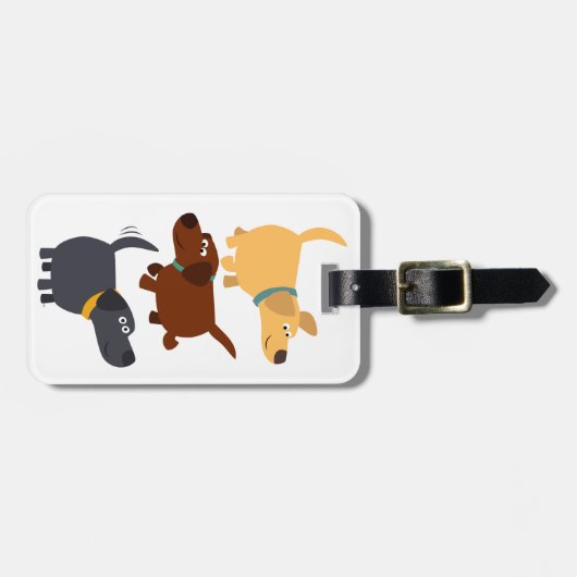 可愛い漫画のラブラドール3フレーバー荷物タグ ラゲッジタグ (正面横)