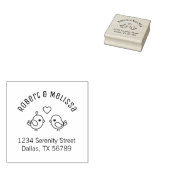 可愛い漫画のロブバードのカップルのアーチのアドレス ラバースタンプ (押印)