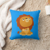 可愛い漫画の保護パパライオンと可愛い枕 クッション (ブランケット)