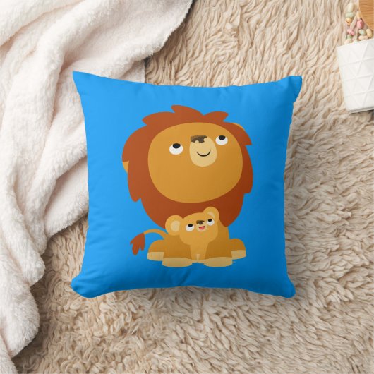 可愛い漫画の保護パパライオンと可愛い枕 クッション (ブランケット)