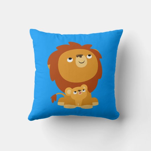 可愛い漫画の保護パパライオンと可愛い枕 クッション (裏面)