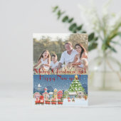 可愛い漫画の大学クリスマス写真ホリデーポストカード シーズンポストカード (スタンド正面)