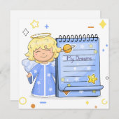 可愛い漫画の天使と紙ノート。 (正面/裏面)