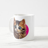 可愛い漫画の子猫のデザインのマグカップ コーヒーマグカップ (正面左)
