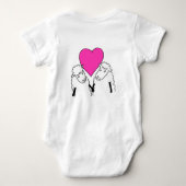 可愛い漫画の子猫の愛ハート ベビーボディスーツ (裏面)