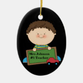 可愛い漫画の学生の持ち歩きチョークボード#1先生 セラミックオーナメント (正面)