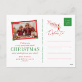 可愛い漫画の小妖精や小人が魔法のメリークリスマスに渦巻く シーズンポストカード (裏面)