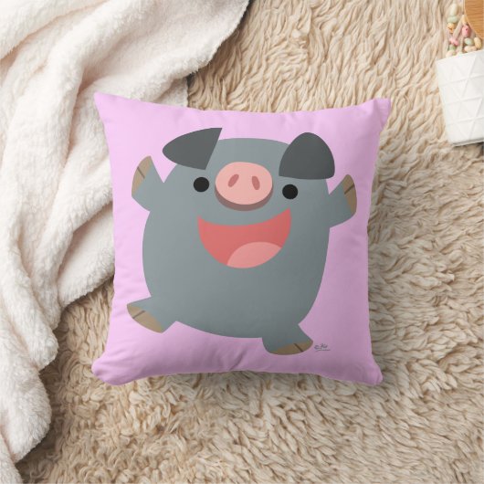 可愛い漫画の弾み豚の枕 クッション (ブランケット)