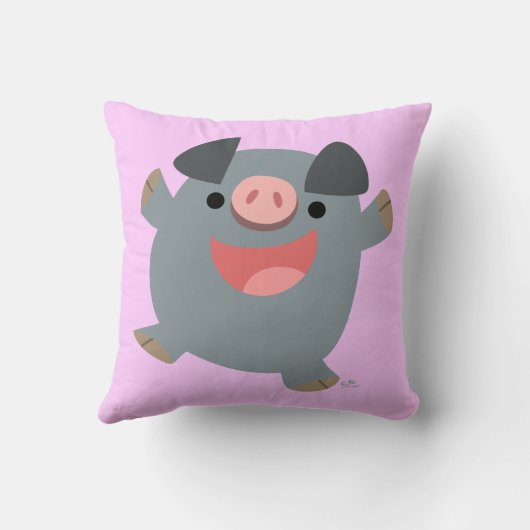 可愛い漫画の弾み豚の枕 クッション (裏面)