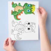 可愛い漫画の恐竜のカラーリングページ チラシ (手)