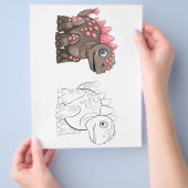 可愛い漫画の恐竜のカラーリングページ チラシ (手)