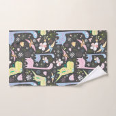 可愛い漫画の恐竜のパターン名ダークグレー バスタオルセット (ハンドタオル)