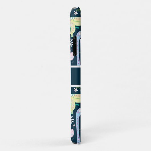 可愛い漫画の恐竜のパターン名ダークブルー Case-Mate iPhoneケース (裏面/右)