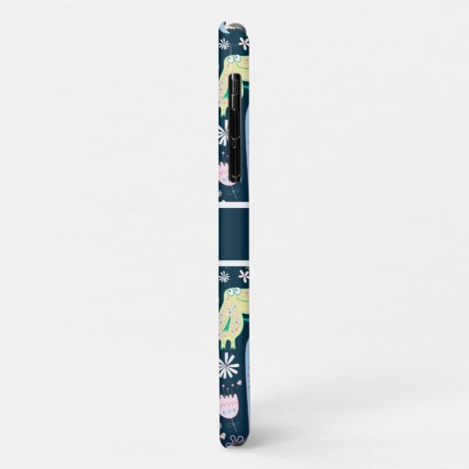 可愛い漫画の恐竜のパターン名ダークブルー Case-Mate iPhoneケース (裏面/左)