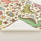 可愛い漫画の恐竜のヴィンテージ模様 シェルパブランケット (3/4)