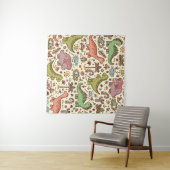 可愛い漫画の恐竜のヴィンテージ模様 タペストリー (インサイチュ(横))