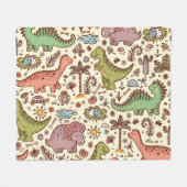 可愛い漫画の恐竜のヴィンテージ模様 フリースブランケット (正面(横))