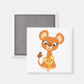 可愛い漫画の母ライオンと可愛い磁石 マグネット (正面/裏面)