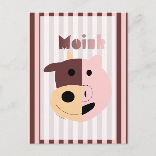 可愛い漫画の牛と豚=モインク葉書 ポストカード (正面)