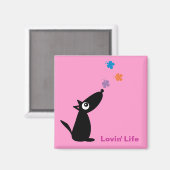 可愛い漫画の犬と蝶ロビン'ライフマグネット マグネット (正面/裏面)