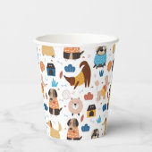 可愛い漫画の犬のパターンpoodle doxie 紙コップ (裏面)