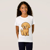 可愛い漫画の犬 – おもしろいよくはしゃぐ&Tシャツデザイン Tシャツ (正面フル)