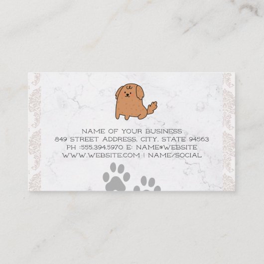 可愛い漫画の犬 | ペットケア 名刺 (裏面)