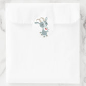 可愛い漫画の突き出しヤギのステッカー ラウンドシール (バッグ)