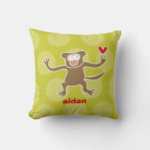 可愛い漫画の茶色の猿の愛おもしろいドットの子供 クッション (正面)