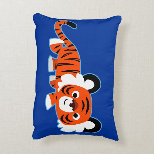 可愛い漫画の虎のプロールのアクセント枕 アクセントクッション (裏面(縦))