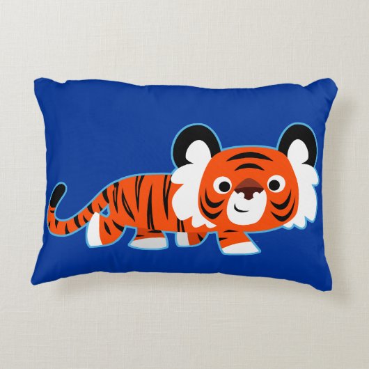 可愛い漫画の虎のプロールのアクセント枕 アクセントクッション (裏面)