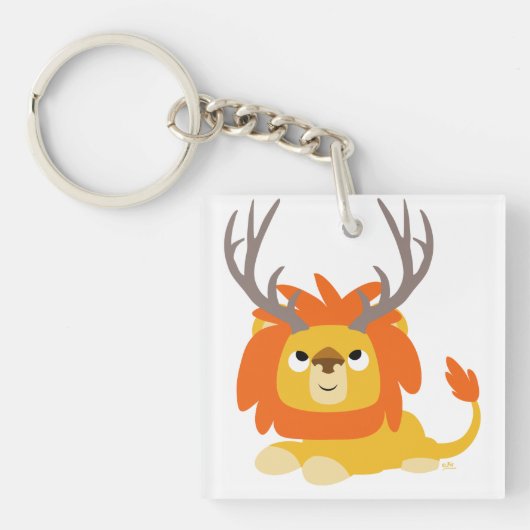 可愛い漫画の角のライオンのアクリルキーチェーン キーホルダー (正面)