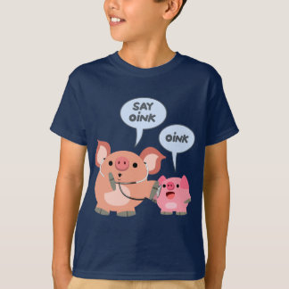 可愛い漫画の豚の医師と患者の子供Tシャツ Tシャツ
