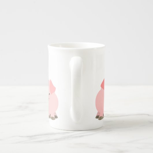 可愛い漫画の豚の愛の骨中国マグカップ ボーンチャイナマグカップ (裏面)