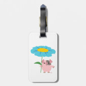 可愛い漫画の豚ギフト（青）荷物タグ ラゲッジタグ (裏面縦)