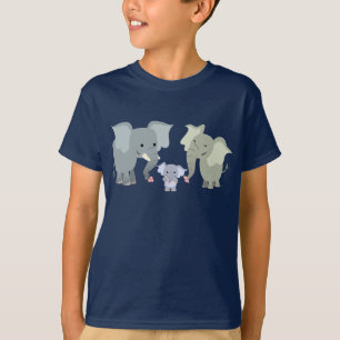 可愛い漫画の象の家族の子供Tシャツ Tシャツ