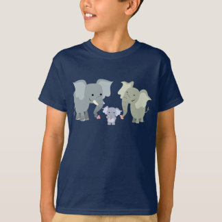 可愛い漫画の象の家族の子供Tシャツ Tシャツ