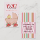 可愛い漫画の赤ん坊の女の子のピンクモダンのPram 名刺 (正面/裏面)