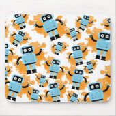 可愛い漫画の青いロボットオレンジ色の水色スプラッシュ マウスパッド (正面)