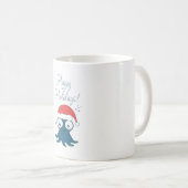 可愛い漫画の青タコのスケッチ コーヒーマグカップ (正面右)