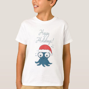 可愛い漫画の青タコのスケッチ Tシャツ
