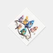 可愛い漫画の鳥が色を付け鮮やかて練る。 スタンダードカクテルナプキン (角)