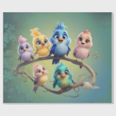 可愛い漫画の鳥が色を付け鮮やかて練る。 ラッピングペーパー (フラット)