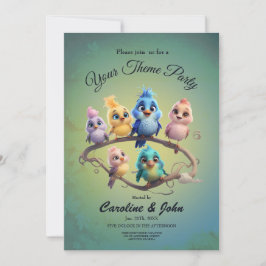 可愛い漫画の鳥が色を付け鮮やかて練る。 招待状